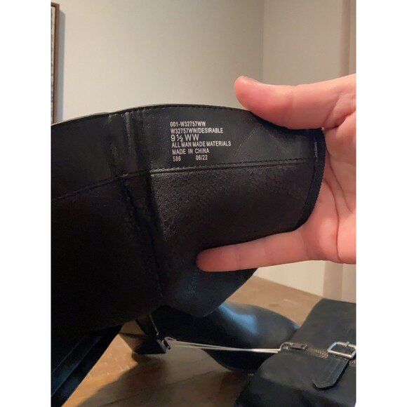 NWT White Mountain Black Slouch Boots 8.5 Wide Calf Women’s Heeled Boot Belted - Picture 10 of 11